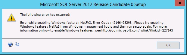 Enabling .NET 3.51 failing