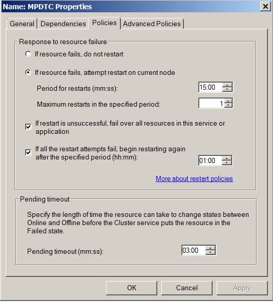 Figure 13. Policies for the DTC Network Name